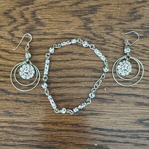 Peruvian hand painted clay bead bracelet and earrings